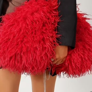 faux shearling long curly clutch bag